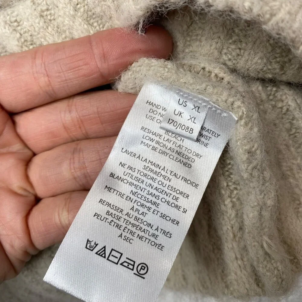 Free People Katie Sand Brushed Knit square neck puff sleeve Pullover Women’s XL